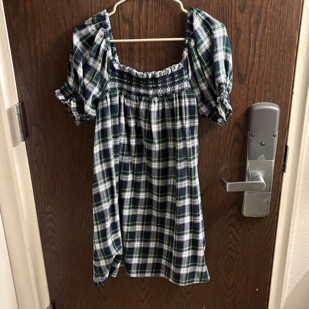 American Eagle Outfitters Plaid Mini Dress - Blue and Green